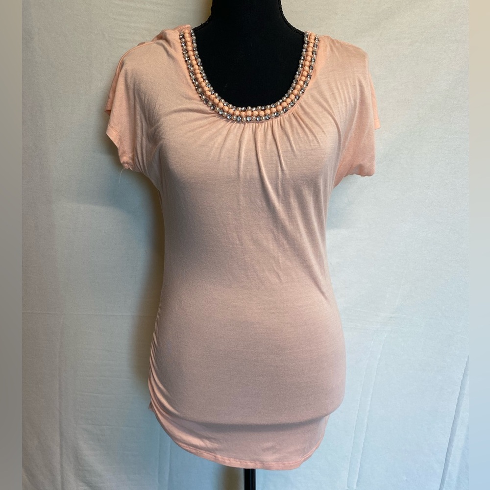 TOVIA Maternity Pink Jeweled Shirt